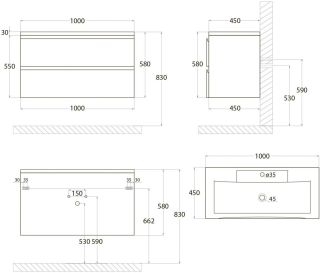 Подвесная тумба под раковину Art&Max Bianchi 100см капучино матовый AM-Bianchi-1000-2C-SO-CM